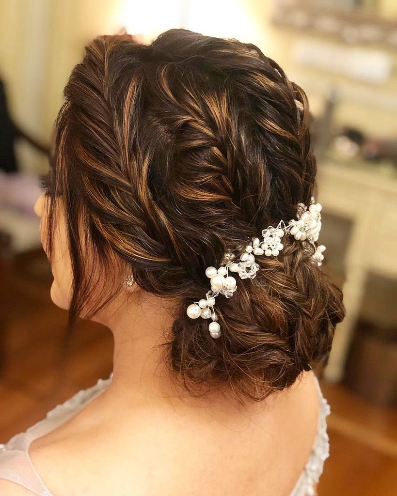 23 a messy curly low side bun with some curls down is a great idea for an  effort... - # Check more … | Bride hairstyles, Side bun hairstyles,  Fascinator hairstyles